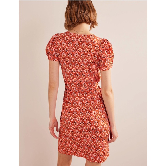 *SOLD* Boden Knot Detail Jersey Mini Dress Geo Cascade Size 2 - Picture 5 of 12
